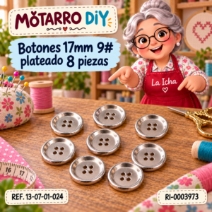 ri-0003973-13-07-01-024 Botones 17mm 9# plateado 8 piezas