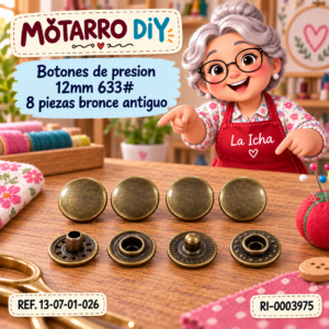 ri-0003975-13-07-01-026 Botones de presion 12mm 633# 8 piezas bronce antiguo