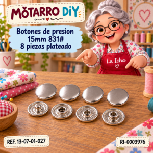ri-0003976-13-07-01-027 Botones de presion 15mm 831# 8 piezas plateado