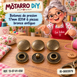 ri-0003979-13-07-01-030 Botones de presion 17mm 831# 6 piezas bronce antiguo