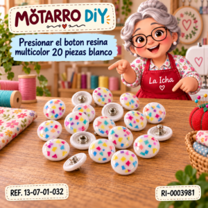 ri-0003981-13-07-01-032 Presionar el boton resina multicolor 20 piezas blanco