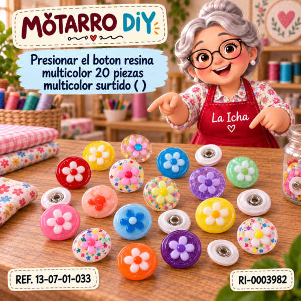 Presionar el boton resina multicolor 20 piezas multicolor surtido ( )
