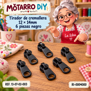 ri-0004000-13-07-02-003 Tirador de cremallera 12 × 14mm 6 piezas negro