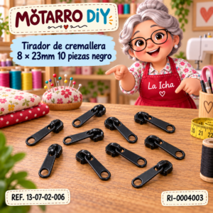ri-0004003-13-07-02-006 Tirador de cremallera 8 × 23mm 10 piezas negro