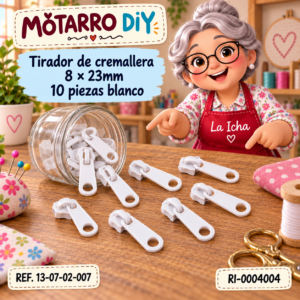 ri-0004004-13-07-02-007 Tirador de cremallera 8 × 23mm 10 piezas blanco