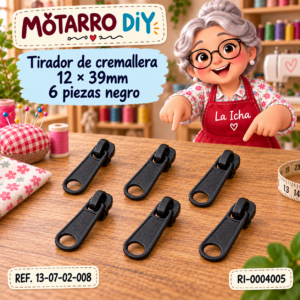 ri-0004005-13-07-02-008 Tirador de cremallera 12 × 39mm 6 piezas negro