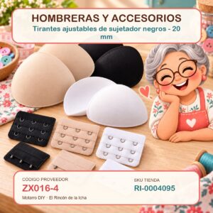 ri-0004095 Tirantes ajustables de sujetador negros – 20 mm