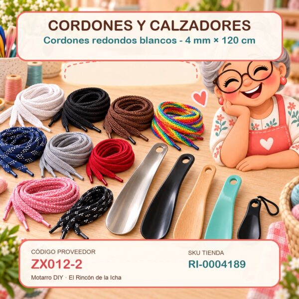 Cordones redondos blancos – 4 mm × 120 cm
