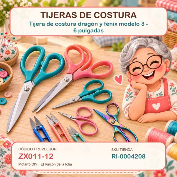 Tijera de costura dragón y fénix modelo 3 – 6 pulgadas