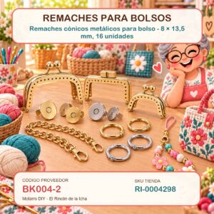 ri-0004298-1.jpg Remaches cónicos metálicos para bolso – 8 × 13,5 mm, 16 unidades