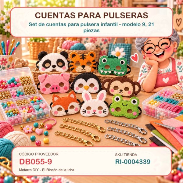 Set de cuentas para pulsera infantil – modelo 9, 21 piezas