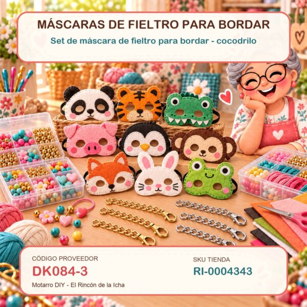 Set de máscara de fieltro para bordar – cocodrilo