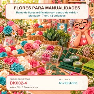 ri-0004363-1.jpg Ramo de flores artificiales con centro de vidrio – plateado – 7 cm, 12 unidades