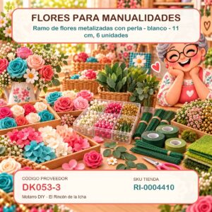 ri-0004410-1.jpg Ramo de flores metalizadas con perla – blanco – 11 cm, 6 unidades