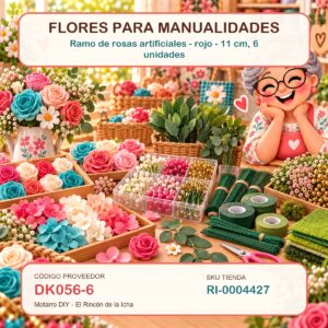 ri-0004427-1.jpg Ramo de rosas artificiales – rojo – 11 cm, 6 unidades