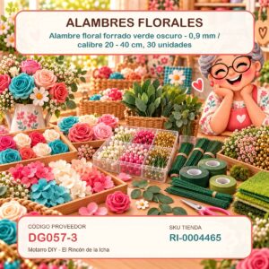 ri-0004465-1.jpg Alambre floral forrado verde oscuro – 0,9 mm / calibre 20 – 40 cm, 30 unidades