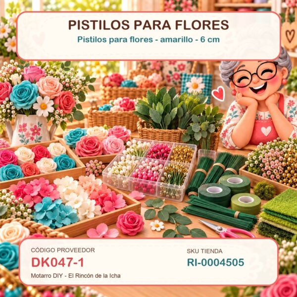 Pistilos para flores – amarillo – 6 cm