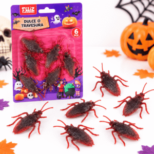 Set 6 Cucarachas de Broma para Halloween 6,8 x 4 cm Set de 6 cucarachas de broma para Halloween de 6,8 x 4 cm con empaque temático