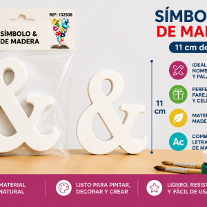 Símbolo & de Madera 11 cm para Manualidades y Decoración Símbolo & de madera de 11 cm para manualidades, decoración, nombres, parejas y proyectos personalizados