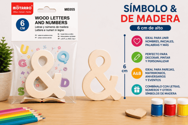 Símbolo & de Madera 6 cm para Manualidades y Decoración Símbolo & de madera de 6 cm para manualidades, nombres, iniciales, parejas y decoración personalizada