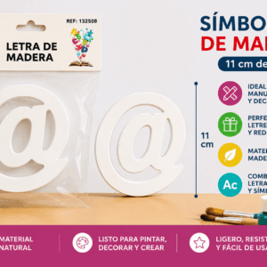 Símbolo @ de Madera 11 cm para Manualidades y Decoración Símbolo @ de madera de 11 cm para manualidades, decoración, letreros, oficinas y proyectos personalizados
