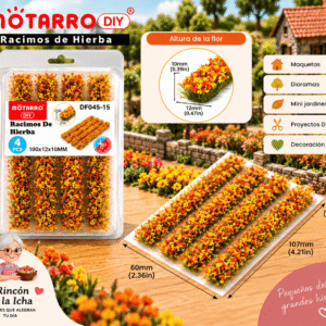 Tiras de Flores Decorativas Naranjas y Amarillas 4 Piezas para Maquetas Tiras de flores decorativas naranjas y amarillas de 4 piezas para maquetas, de aprox. 100 x 12 x 10 mm cada una