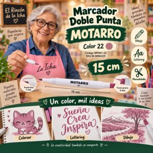 RI-0006329 Marcador Doble Punta Motarro Color 22 15 cm