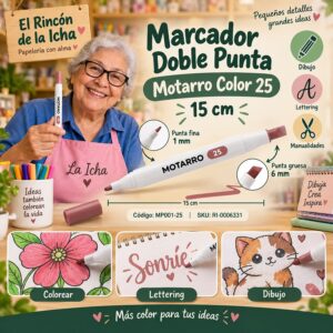 RI-0006331 Marcador Doble Punta Motarro Color 25 15 cm