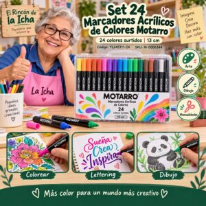 Set 24 Marcadores Acrílicos de Colores Motarro 13 cm