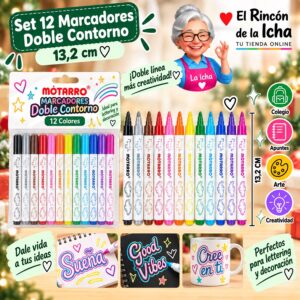 RI-0006376 Set 12 Marcadores Doble Contorno Motarro 13,2 cm