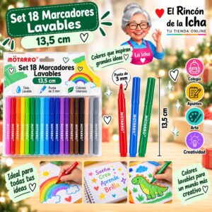 RI-0006380 Set 18 Marcadores Lavables Motarro 13,5 cm