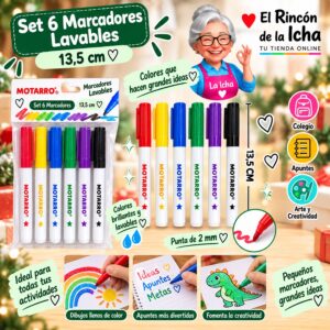 RI-0006381 Set 6 Marcadores Lavables Motarro 13,5 cm
