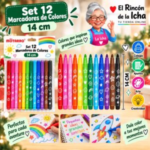 RI-0006383 Set 12 Marcadores de Colores Motarro 14 cm