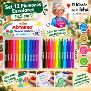 RI-0006393 Set 12 Plumones Escolares Motarro 13,5 cm