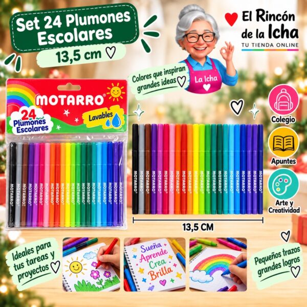 Set 24 Plumones Escolares Motarro 13,5 cm
