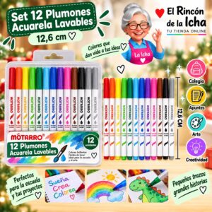 RI-0006395 Set 12 Plumones Acuarela Lavables Motarro 12,6 cm