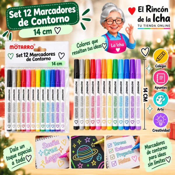 RI-0006400 Set 12 Marcadores de Contorno Motarro 14 cm