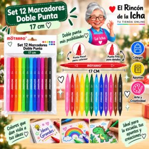 RI-0006404 Set 12 Marcadores Doble Punta Motarro 17 cm