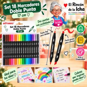 RI-0006405 Set 18 Marcadores Doble Punta Motarro 17 cm