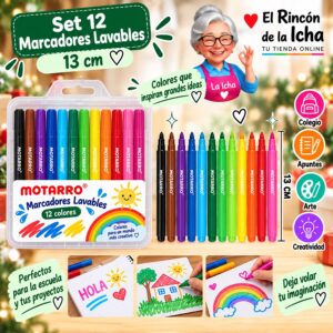 RI-0006410 Set 12 Marcadores Lavables Motarro 13 cm