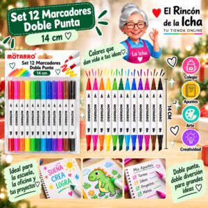 RI-0006414 Set 12 Marcadores Doble Punta Motarro 14 cm