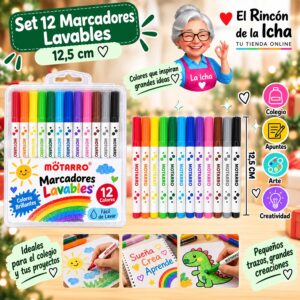 RI-0006415 Set 12 Marcadores Lavables Motarro 12,5 cm