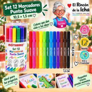 RI-0006417 Set 12 Marcadores Punta Suave Motarro 10,5 cm