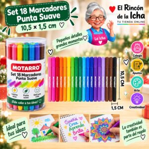 RI-0006418 Set 18 Marcadores Punta Suave Motarro 10,5 cm