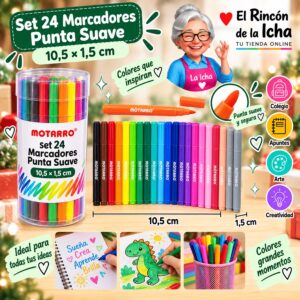 RI-0006419 Set 24 Marcadores Punta Suave Motarro 10,5 cm