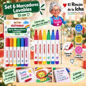 RI-0006425 Set 6 Marcadores Lavables Motarro 13 cm