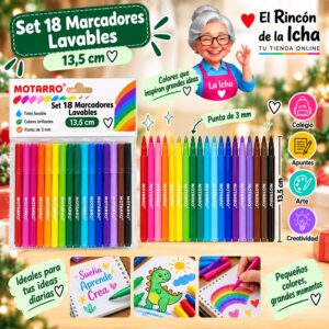 RI-0006427 Set 18 Marcadores Lavables Motarro 13,5 cm