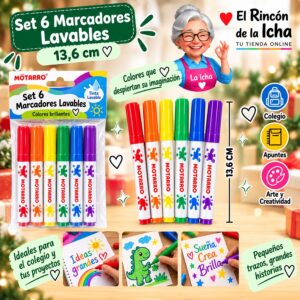 RI-0006428 Set 6 Marcadores Lavables Motarro 13,6 cm