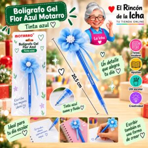 RI-0006432 Bolígrafo Gel Flor Azul Motarro 20,5 cm