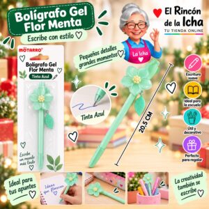 RI-0006433 Bolígrafo Gel Flor Menta Motarro 20,5 cm